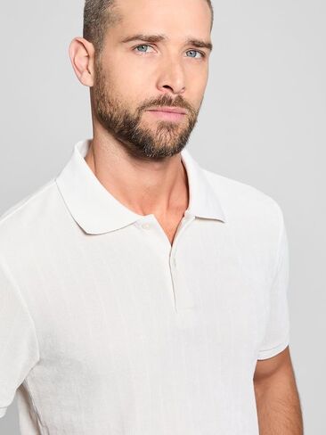GUESS Men's Parker Velour Stripe Polo in Kuwait
