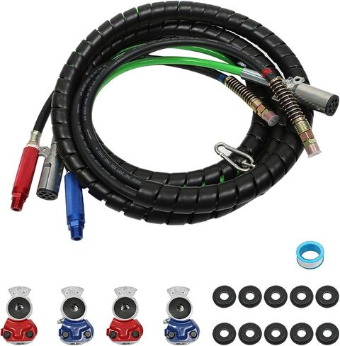 labwork 15FT Air Lines for Tractor Trailer, Air Hose for Semi Truck 3 in 1 ABS & Power Airlines 7 Way Electrical Cable 15FT 3-in-1 Wrap Set Air Line Hose Assemblies & 4 Air Hose Coupling Connector in Saudi Arabia
