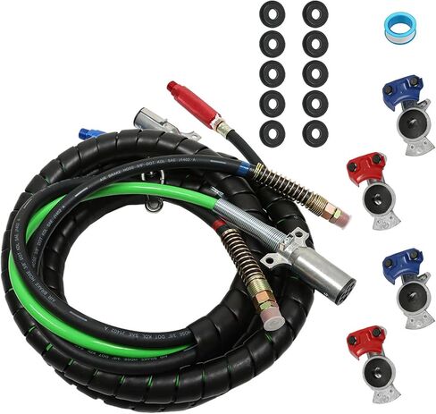 labwork 15FT Air Lines for Tractor Trailer, Air Hose for Semi Truck 3 in 1 ABS & Power Airlines 7 Way Electrical Cable 15FT 3-in-1 Wrap Set Air Line Hose Assemblies & 4 Air Hose Coupling Connector in Saudi Arabia