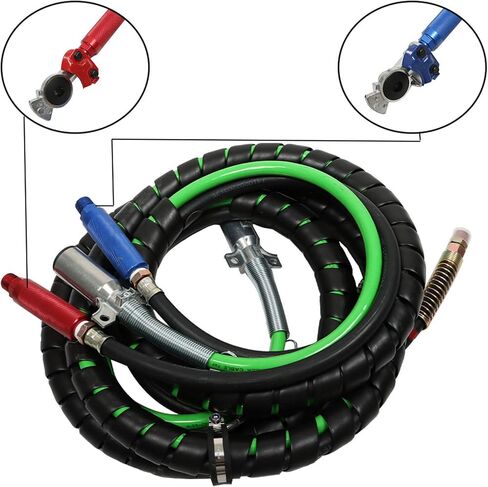 labwork 15FT Air Lines for Tractor Trailer, Air Hose for Semi Truck 3 in 1 ABS & Power Airlines 7 Way Electrical Cable 15FT 3-in-1 Wrap Set Air Line Hose Assemblies & 4 Air Hose Coupling Connector in Saudi Arabia