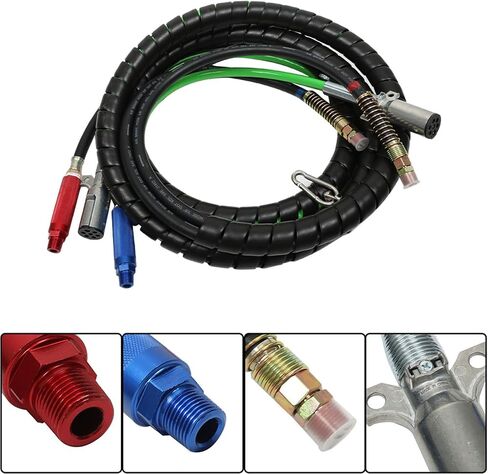 labwork 15FT Air Lines for Tractor Trailer, Air Hose for Semi Truck 3 in 1 ABS & Power Airlines 7 Way Electrical Cable 15FT 3-in-1 Wrap Set Air Line Hose Assemblies & 4 Air Hose Coupling Connector in Saudi Arabia
