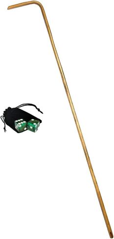 Craps Dealer Dice Stick Rattan 36" + Authentic Las Vegas Casino Craps Dice Matching Serial Numbers Bundle (Flamingo - Green Polished) in Saudi Arabia