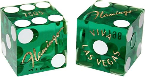 Craps Dealer Dice Stick Rattan 36" + Authentic Las Vegas Casino Craps Dice Matching Serial Numbers Bundle (Flamingo - Green Polished) in Saudi Arabia