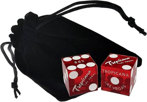 Craps Dealer Dice Stick Rattan 36" + Authentic Las Vegas Casino Craps Dice Matching Serial Numbers Bundle (Flamingo - Green Polished) in Saudi Arabia