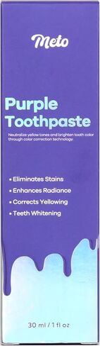 معجون أسنان ميتو بيربل لتبييض الأسنان (1 أونصة سائلة)، جل تبييض الأسنان، معجون أسنان أرجواني، معجون أسنان أرجواني مصحح اللون، معجون أسنان مبيض لإزالة بقع الأسنان in Kuwait