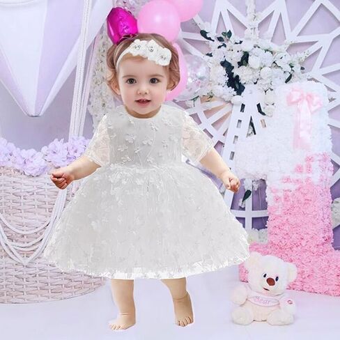 فساتين زهور للفتيات الصغيرات مع أغطية للرأس، فستان تعميد للأطفال الرضع الصغار، فستان تول للفتيات الصغيرات، فستان الزفاف وأعياد الميلاد in Kuwait