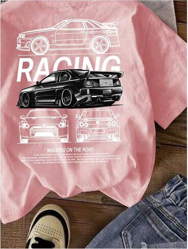 Women's Graphic Print Tees Tops Crew Neck Short Sleeve Summer Cute Casual T Shirts in Saudi Arabia