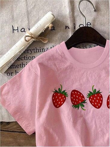 Women's Graphic Print Tees Tops Crew Neck Short Sleeve Summer Cute Casual T Shirts in Saudi Arabia
