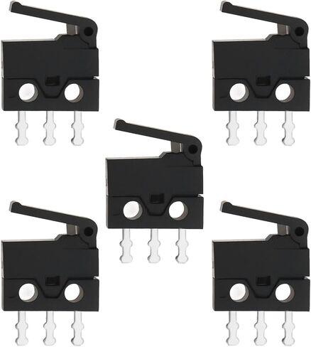 5pcs رافعة مصغرة microswitch 0.3a 6vdc 12.6 × 8.5 × 2.6 مم مفتاح SPDT لتطبيقات الجهد المنخفض للأجهزة المنزلية للسيارات الصناعية الأسود in Kuwait