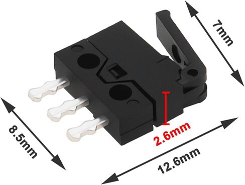 5pcs رافعة مصغرة microswitch 0.3a 6vdc 12.6 × 8.5 × 2.6 مم مفتاح SPDT لتطبيقات الجهد المنخفض للأجهزة المنزلية للسيارات الصناعية الأسود in Kuwait