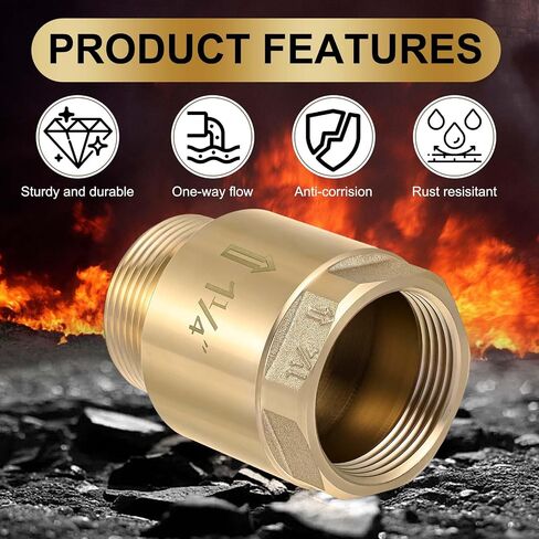 Zonon 2 PCS 1-1/4 بوصة صمام تحقق من إحدى الطرق النحاسية في خط الفحص صمام مع الوقاية من التدفق الخلفي 1.25 "NPT ذكر في 1.25" in Saudi Arabia