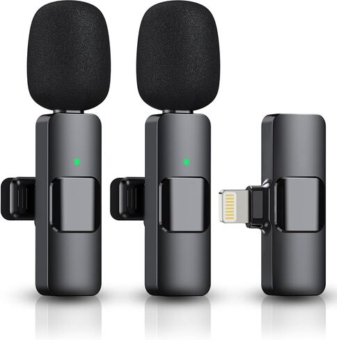 ميكروفون لافالييه لافالييه المحترف لجهاز iPhone و iPad و Cordless Omnidirectioner Recording Mic لتسجيل الفيديو ، البث المباشر ، مقابلة Podcast Vlog YouTube Tiktok in Saudi Arabia