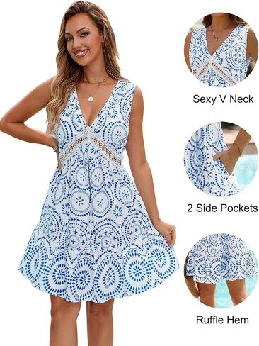 Blooming Jelly Womens Swimsuit Coverup Swimwear Bathing Suit Cover Up Floral Lace Boho Beach Dress with Pockets in Saudi Arabia