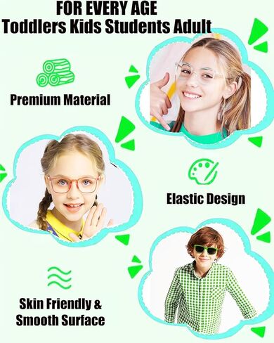 حزام نظارات الأطفال للفتيات الفتيات (6.5-10 بوصة) ، أحزمة نظارات السيليكون للنساء الرجال ، حزام نظارات الأطفال الصغار in Kuwait