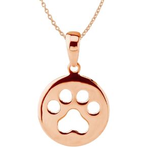Hawaiian Silver Jewelry Dog Paw Print Pendant Necklace – 18-inch Sterling Silver Paw Print Necklace – 925 Sterling Silver