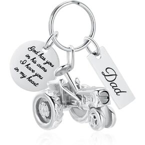 Yinplsmemory Cremation Jewelry Tractor Urn Necklace for Ashes for Men Stainless Steel Tractor Charm Urn Locket Memorial Keepsake Ashes Jewelry for Human/Pet Ashes