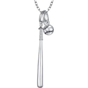 DAOCHONG S925 Sterling Silver Softball Basketball Baseball Volleyball Pendant Necklace for Men Boy Women Girl
