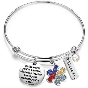 Autism Teacher Appreciation Gifts Special ED Teacher Bracelet to the World You're a Special Teacher But to Your Students You're a Star