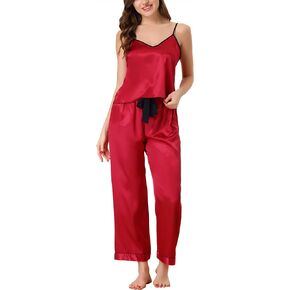 Womens Camisole Cami Pants Sets Sleepwear Nightwear Satin Pajama Party Silky Summer Pjs Set