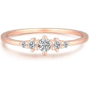 Sterling Silver Stacking Ring with 5 Mini CZ Stones Eternity Band