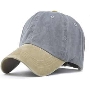 Contrasting Color Design Vintage Baseball Cap Adjustable Unstructured Washed Distressed Canvas Dad Hat for Men Women