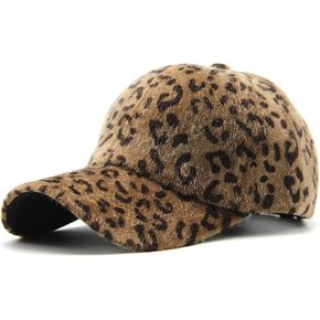 Mealah Women Faux Fur Baseball Cap with Leopard Fleece Winter Warm Hip-Hop Baseball Hats, Brown Leopard Print, One size in Kuwait