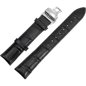 uxcell Multiple Sizes Leather Watch Band Quick Release Deployment Buckle Cowhide Watch Strap with Exquisite Box for Men and Women