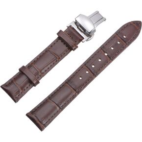 uxcell Multiple Sizes Leather Watch Band Quick Release Deployment Buckle Cowhide Watch Strap with Exquisite Box for Men and Women