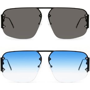 نظارة شمسية JOO'RTI Designer Aviator بدون إطار للرجال والنساء كبيرة الحجم بإطار معدني عصري ظلال lrest De Sol Para Mujer