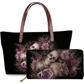 Women Tote Bag Top Handle Handbag Shoulder Shopping Bag Long Wallet Purse for Gift Ladies Bags Set of 2