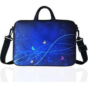 14-Inch Neoprene Laptop Shoulder Messenger Bag Case Sleeve for 13 13.3 14 14.1" Inch Notebook/Chromebook (Purple Flower)