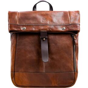 Time Resistance Leather Backpack for Men and Women Stylish Business Travel Backpack for Laptop (Cognac)