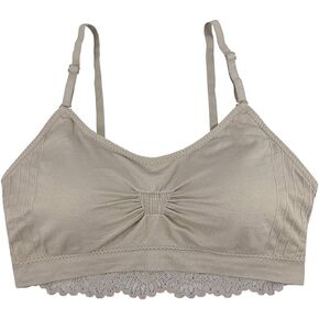 Coobie Seamless Lace Back Scoopneck Bra, Driftwood,One Size