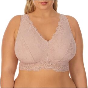 Underwear for Women Plus Size Full Coverage Wireless Lace Bralette with Adjustable Convertible Wide Straps