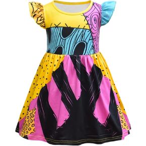 Sally Costume Dress Girls Nightmare B4 Christmas Halloween Kids Cosplay Dresses