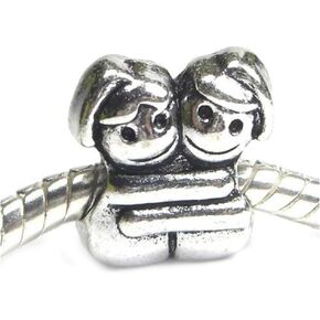 European Sisters Hugging Charm Bead Spacer for Snake Chain Charm Bracelet