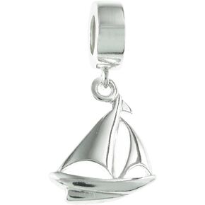 Queenberry Sterling Silver Yacht Sailboat European Style Dangle Bead Charm