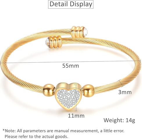 Homelavie أساور أساور للنساء الفولاذ المقاوم للصدأ كريستال القلب كابل الملتوية الإسورة الكفة الإسورة الأزياء والمجوهرات للفتيات الرجال الأولاد in Kuwait