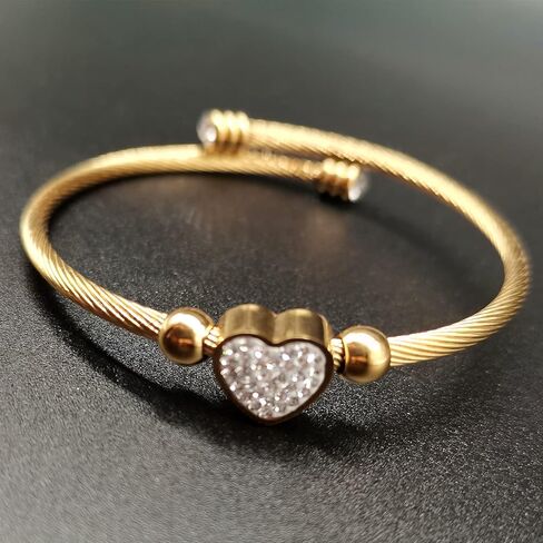 Homelavie أساور أساور للنساء الفولاذ المقاوم للصدأ كريستال القلب كابل الملتوية الإسورة الكفة الإسورة الأزياء والمجوهرات للفتيات الرجال الأولاد in Kuwait