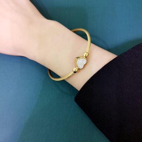 Homelavie أساور أساور للنساء الفولاذ المقاوم للصدأ كريستال القلب كابل الملتوية الإسورة الكفة الإسورة الأزياء والمجوهرات للفتيات الرجال الأولاد in Kuwait