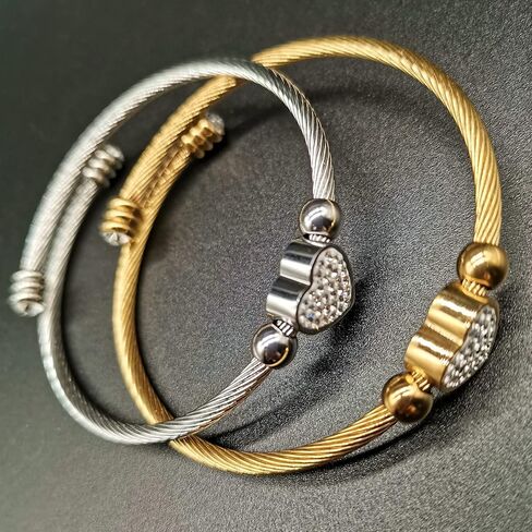 Homelavie أساور أساور للنساء الفولاذ المقاوم للصدأ كريستال القلب كابل الملتوية الإسورة الكفة الإسورة الأزياء والمجوهرات للفتيات الرجال الأولاد in Kuwait