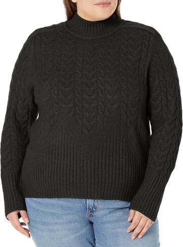 Calvin Klein Women's Plus Mock Neck Cable Sweater in Saudi Arabia