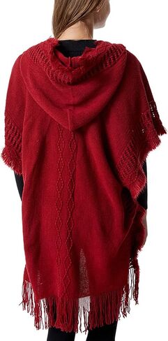 Honmmik Women's Poncho Sweater Dress Wrap Clothing Hooded Shawl Soft Cape Knitted Warm Striped Sweater in Saudi Arabia