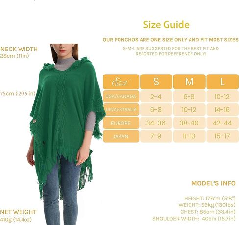 Honmmik Women's Poncho Sweater Dress Wrap Clothing Hooded Shawl Soft Cape Knitted Warm Striped Sweater in Saudi Arabia
