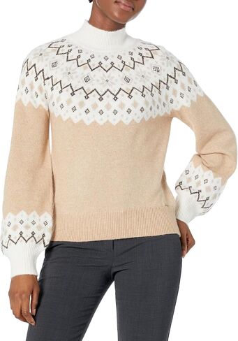 Women's Sustainably Crafted Mock-Neck Fair Isle Sweater in Saudi Arabia