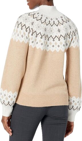 Women's Sustainably Crafted Mock-Neck Fair Isle Sweater in Saudi Arabia