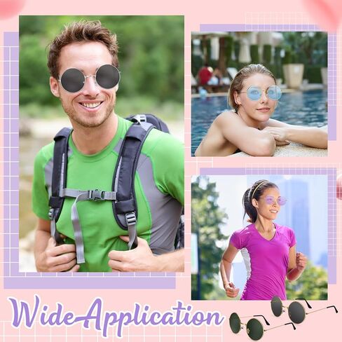 Kanayu 50pairs Round Hippie Sunglasses Packs Circle Colored Lens Sunglasses Retro 60s 70s Style Glasses Eyewear for Women Men in Saudi Arabia