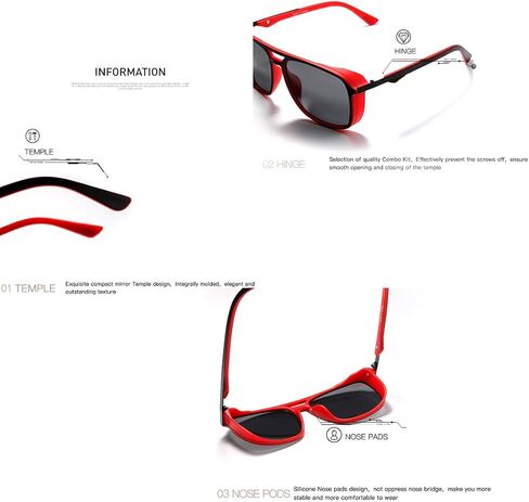 نظارات شمسية مستقطبة من كيمورن للرجال بإطار مربع للجنسين ونظارات رياضية خارجية كلاسيكية K0623 in Kuwait