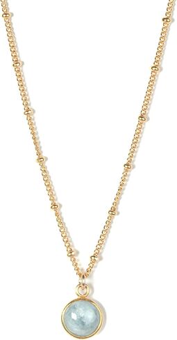 Natural Minimalist Aquamarine Gemstone Necklace - Suspended on 14k Gold Filled Satellite Chain in Saudi Arabia