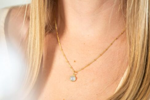 Natural Minimalist Aquamarine Gemstone Necklace - Suspended on 14k Gold Filled Satellite Chain in Saudi Arabia